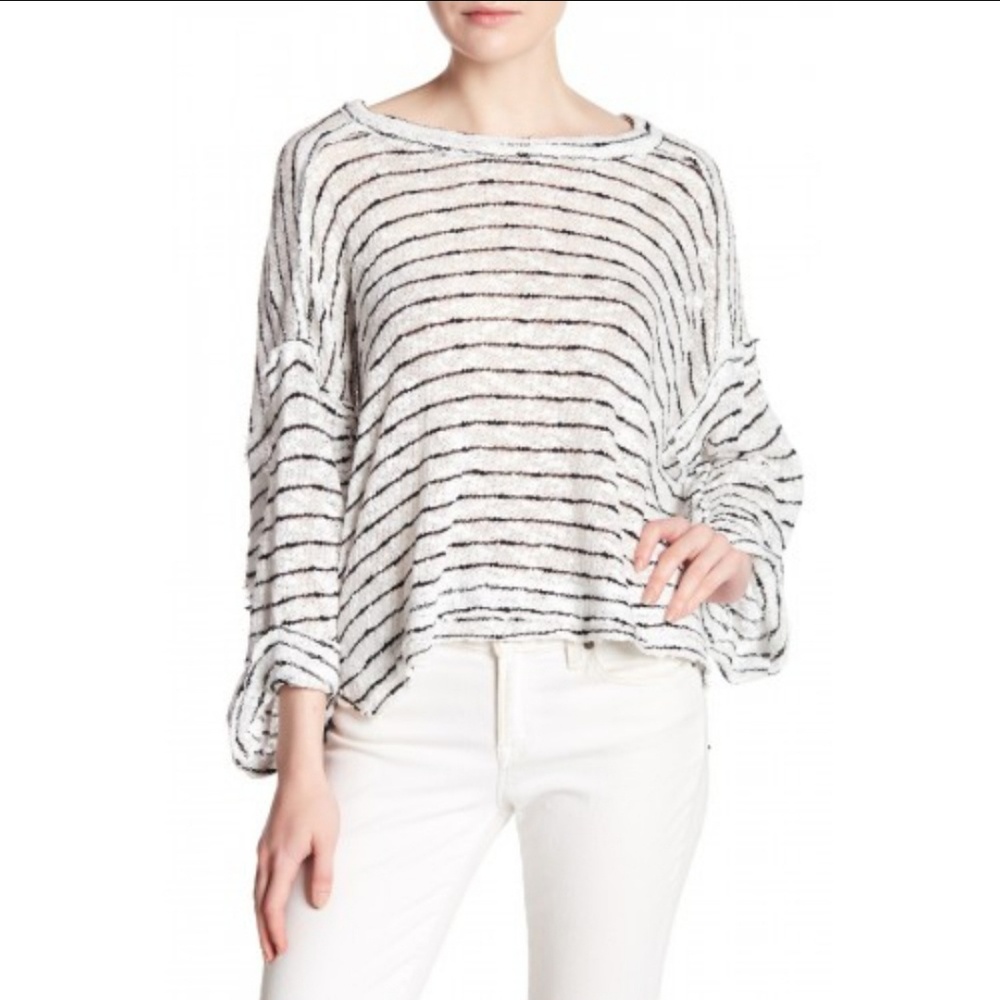 Free People Island Girl Hacci Stripe Top Sz S NWT